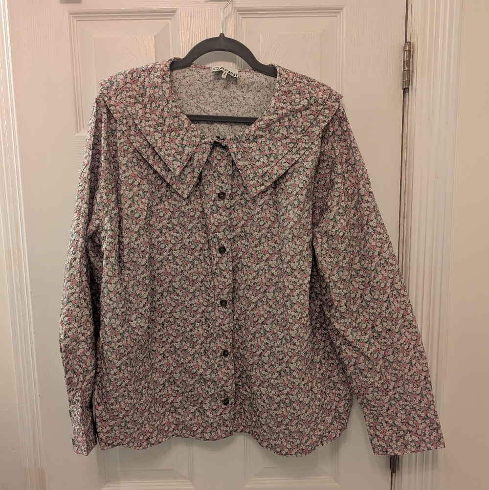 Ganni Floral Print Blouse
